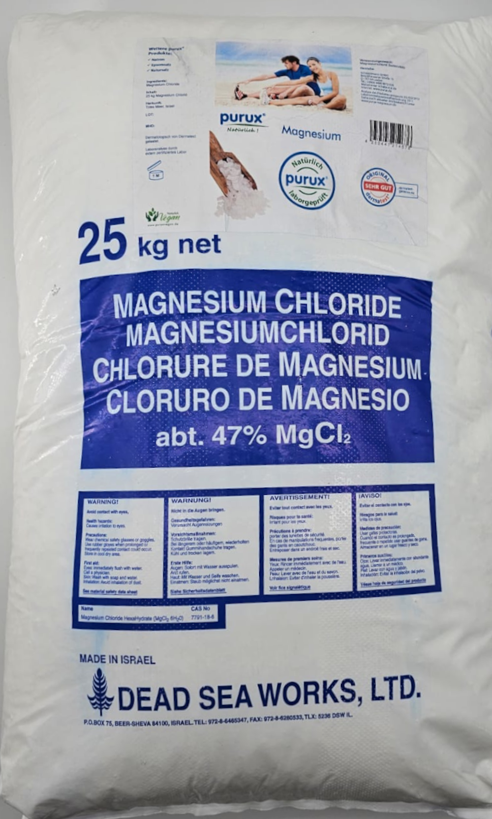 Magnesium - Magnesiumchlorid  25kg MgCl Kosmetikqualität