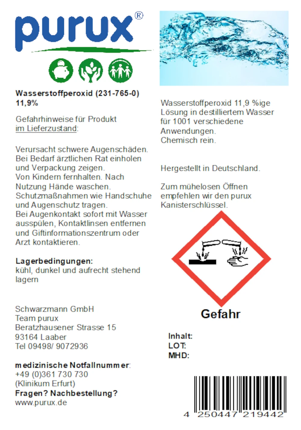 purux H2O2 11,9% Etikett