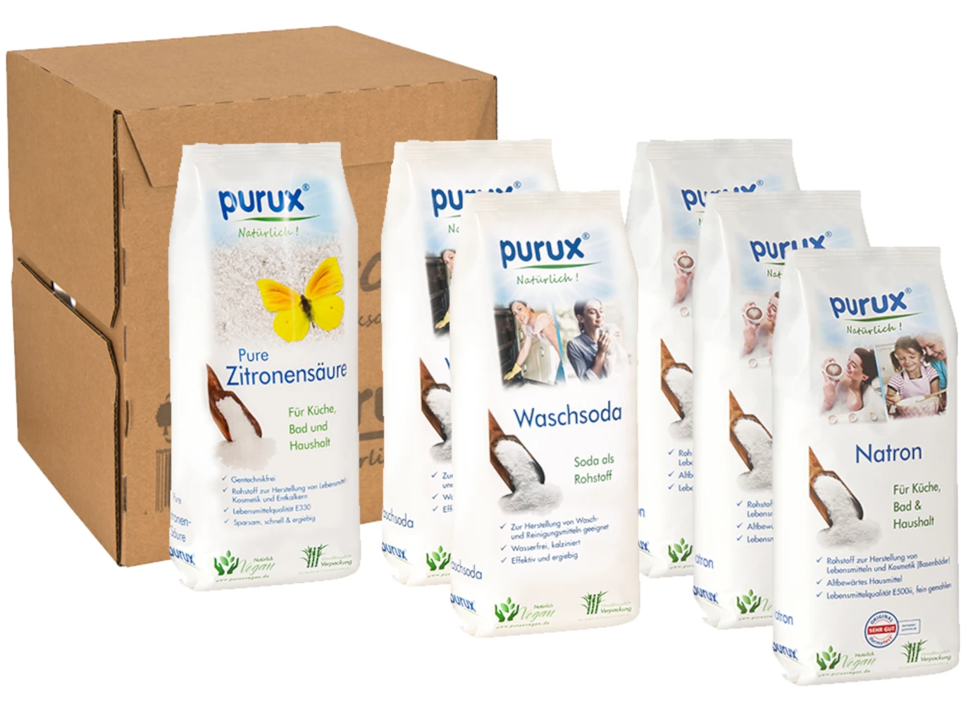 purux Natron 3 Beutel, Waschsoda 2 Beutel, Zitronensäure 1 Beutel