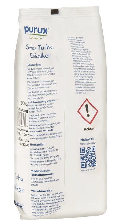 Entkalker Swiss Turbo, 1kg Entkalkungsmittel nachhaltig verpackt